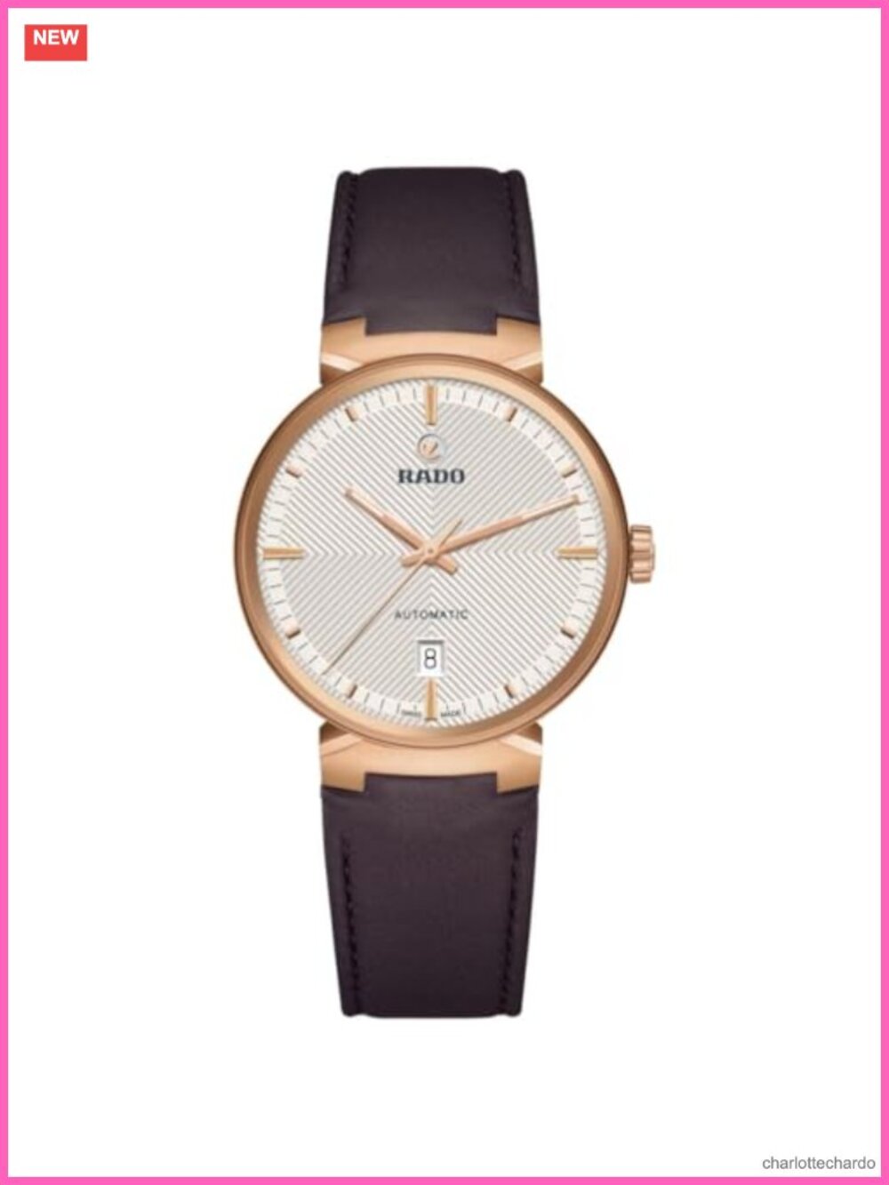 Swiss Automatic Watch 39mm Sapphire Crystal Leather Strap Tang Buckle